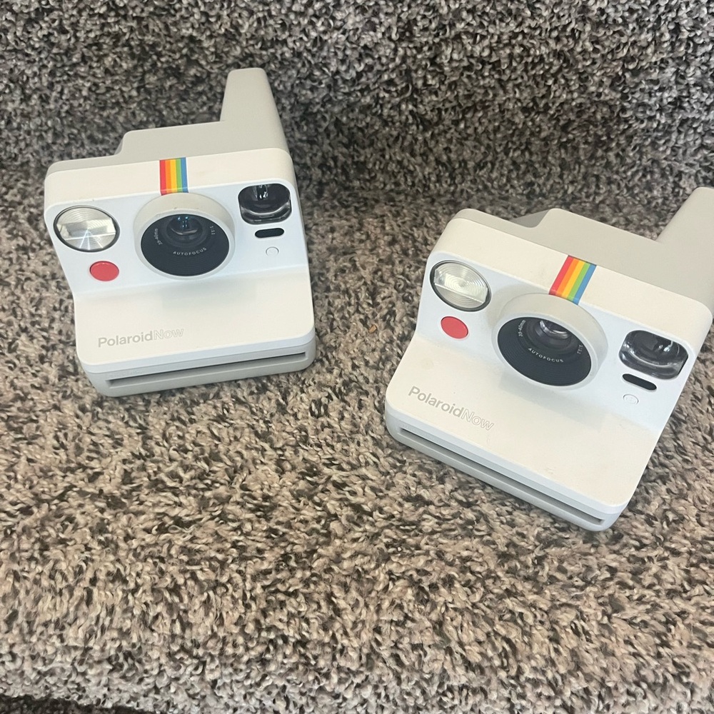 Set of Two Polaroid Now I-Type Instant Film- White with Rainbow Stripe